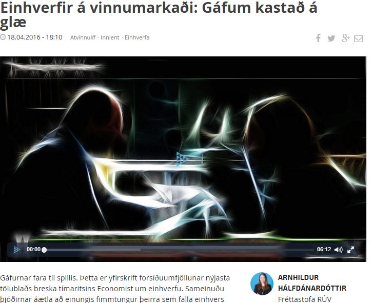 RÚV fjallar um margar hliðar einhverfu á íslandi í afar áhugaverðum Spegli 18 apríl 2016.