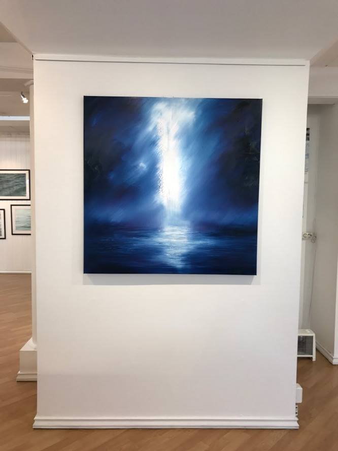 Niðurhal ljóssins, 100 x 100 cm olíuverk eftir Fríðu Kristínu Gísladóttur